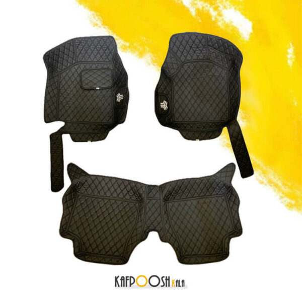 کفپوش گلدوزی اطلس مشکی